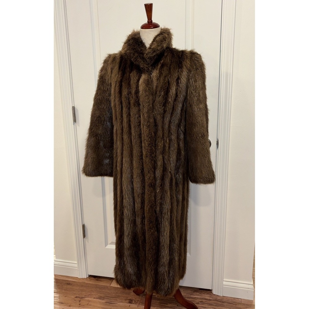 Vintage Dasco Langlois Fourrures Long Hair Beaver Real Fur Coat Size L Estimated